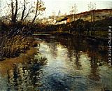 Fritz Thaulow Elvelandskap painting